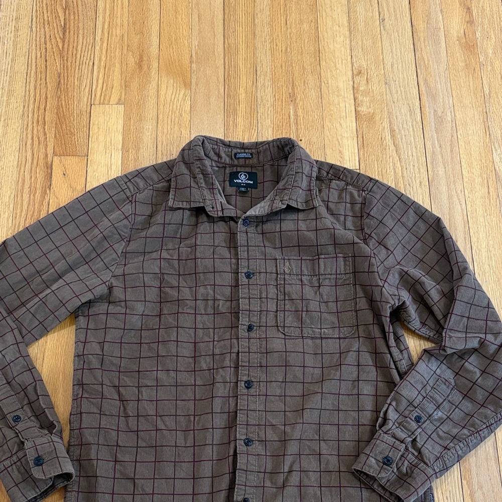 Volcom Brown Checkered Shirt
